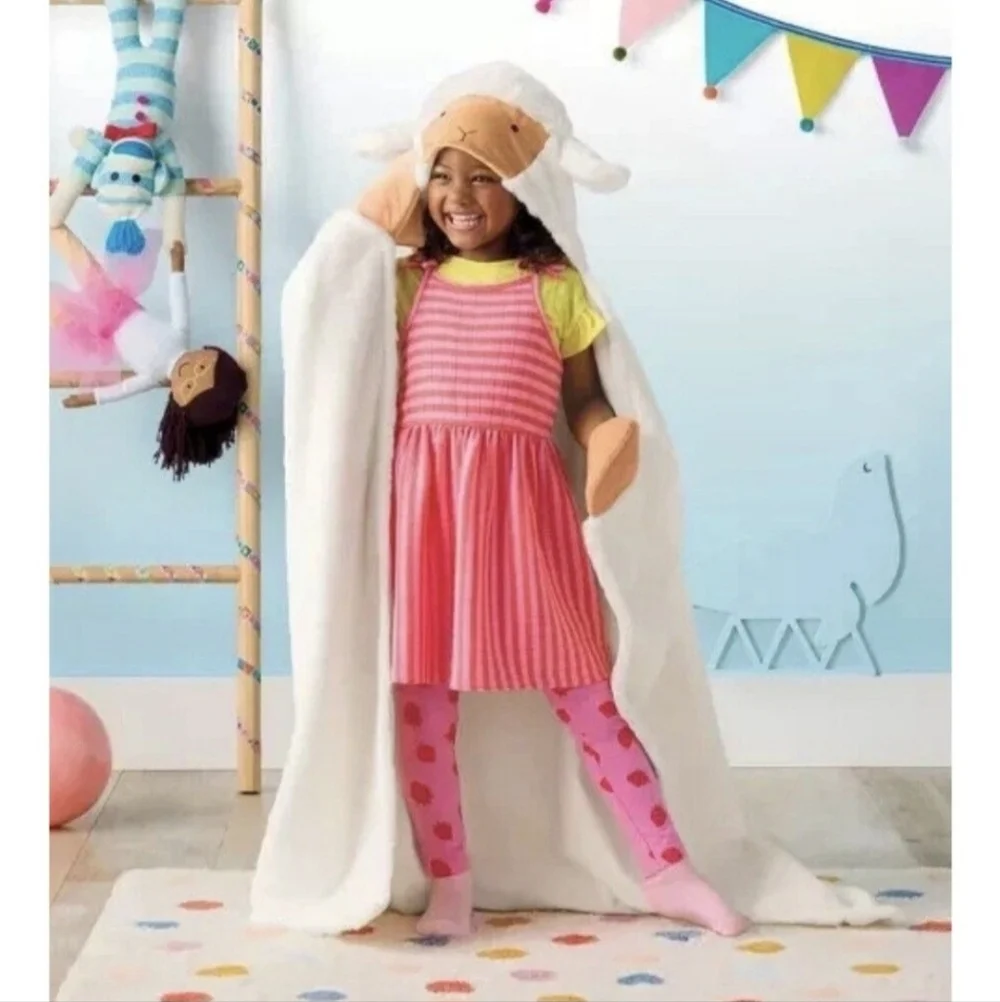 Nwt Pillowfort Kid's Boy Girl Easter/ Christmas Sheep Hooded Blanket One Size